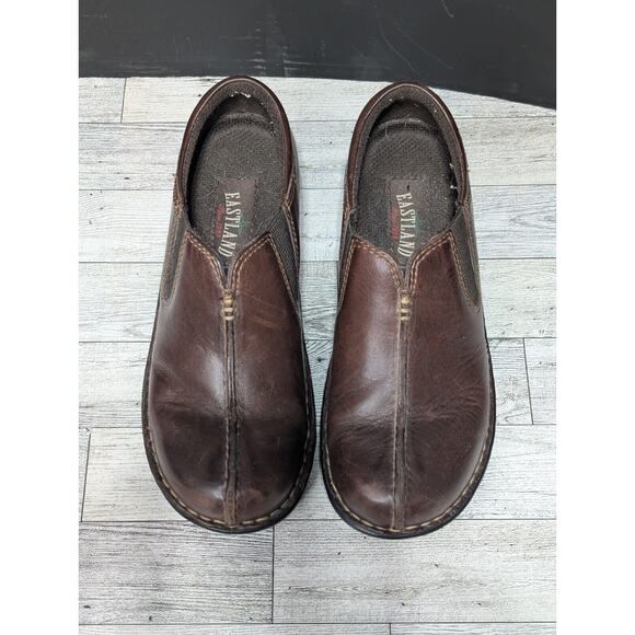 Eastland Cordovan Brown Split Toe Closed Back Slip On Clog Women's Size 7M - Picture 6 of 7
